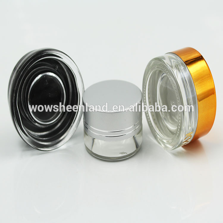 Cosmetic Glass Containers Thicker Bottom Empty Eye Cream Jar With Colors ABS Plastic Lid
