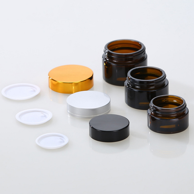 Cosmetic Glass Cream Jar with Lid, Glass 7ml 15ml 20ml 30ml 50ml 100ml Amber Brown Pot