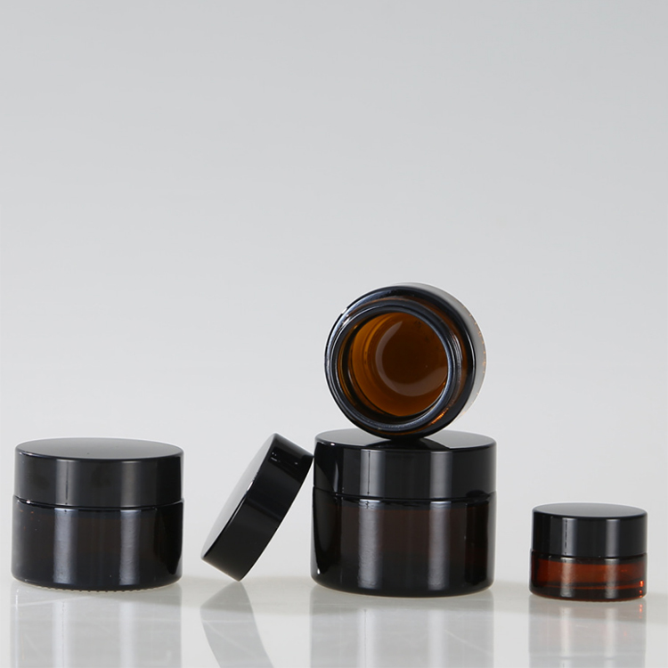 Cosmetic Glass Cream Jar with Lid, Glass 7ml 15ml 20ml 30ml 50ml 100ml Amber Brown Pot