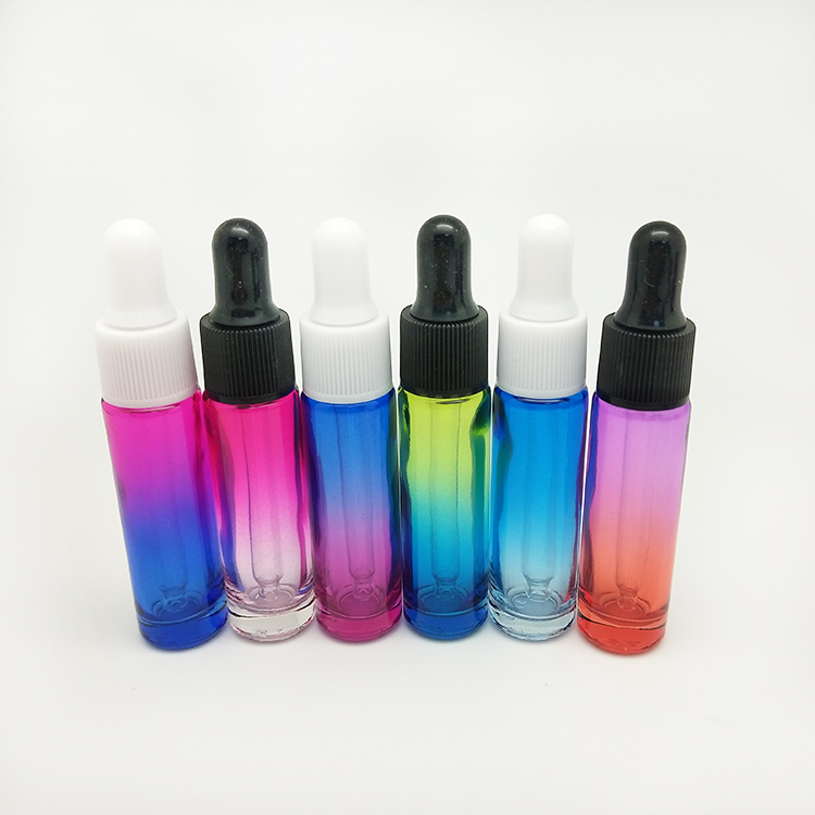Cosmetic Gradient Glass Spray Dropper Bottle Container High Quality 10ml Essential Oil Personal Care Acid Etch