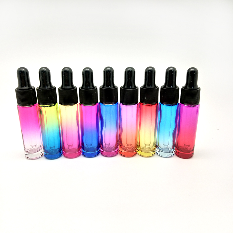 Cosmetic Gradient Glass Spray Dropper Bottle Container High Quality 10ml Essential Oil Personal Care Acid Etch