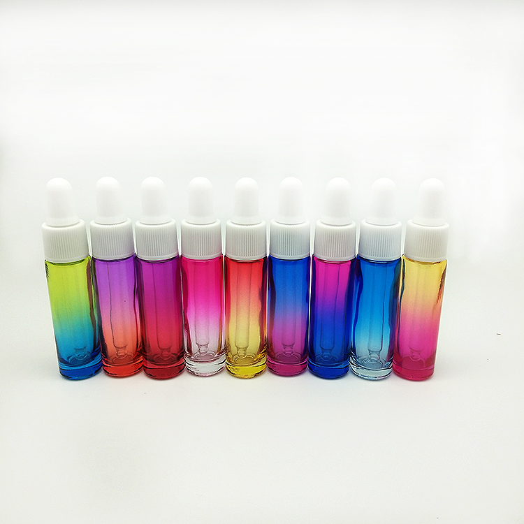 Cosmetic Gradient Glass Spray Dropper Bottle Container High Quality 10ml Essential Oil Personal Care Acid Etch