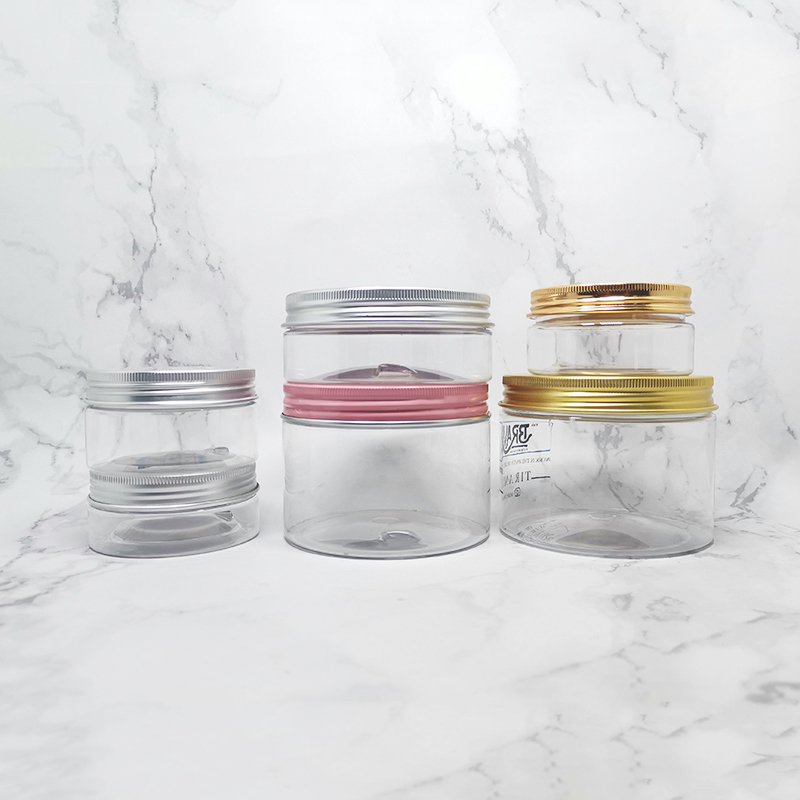 Cosmetic Hair gel container 100ml 120ml 150ml 200ml 250ml 300ml clear plastic pet jar with gold lid