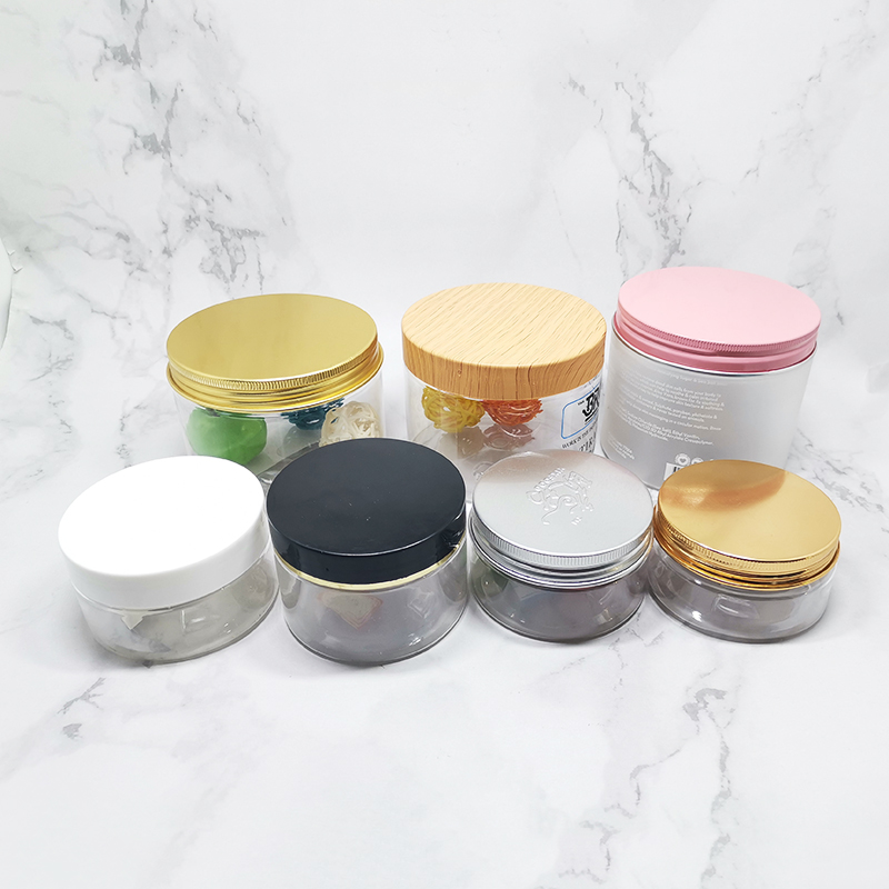 Cosmetic Hair gel container 100ml 120ml 150ml 200ml 250ml 300ml clear plastic pet jar with gold lid