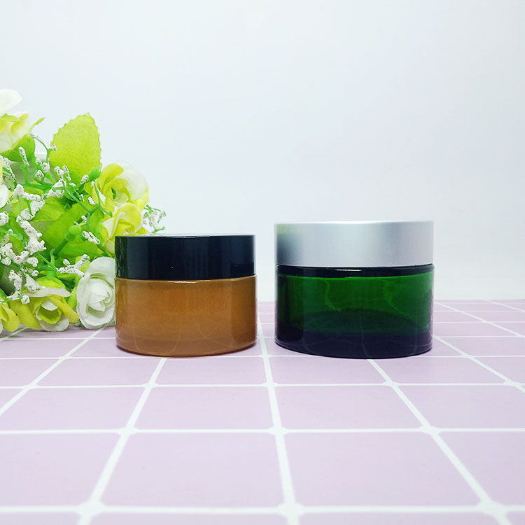 Cosmetic Jar 50g 60g orange Cosmetic cream Jars with gold aluminum lid for Skin Care cosmetic jar