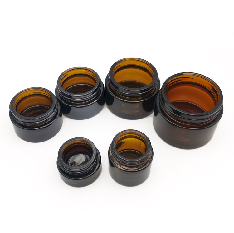 Cosmetic Jar Brown Amber Glass with Golden Lid Skin Care Cream Pot Cosmetique 15g 30g 50g Aluminum