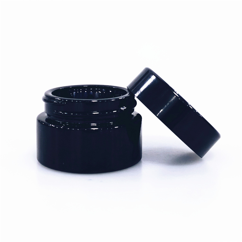Cosmetic Jars 5ml 10ml 15ml 30ml 60ml 100ml UV Black Ultraviolet Glass Jar With smell proof Lid