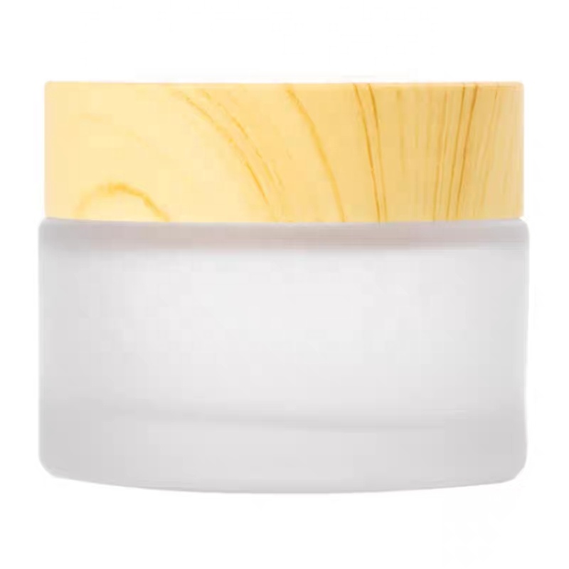 Cosmetic Jars Cream Wooden Bamboo Glass 50g Acrylic Body Bottle Cap Pcs Color Empty Material Skin