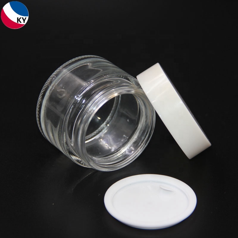 Cosmetic Jars White Lid Glass Recycled Luxury Skin Care Cream 50ml 100ml Cosmetic Clear