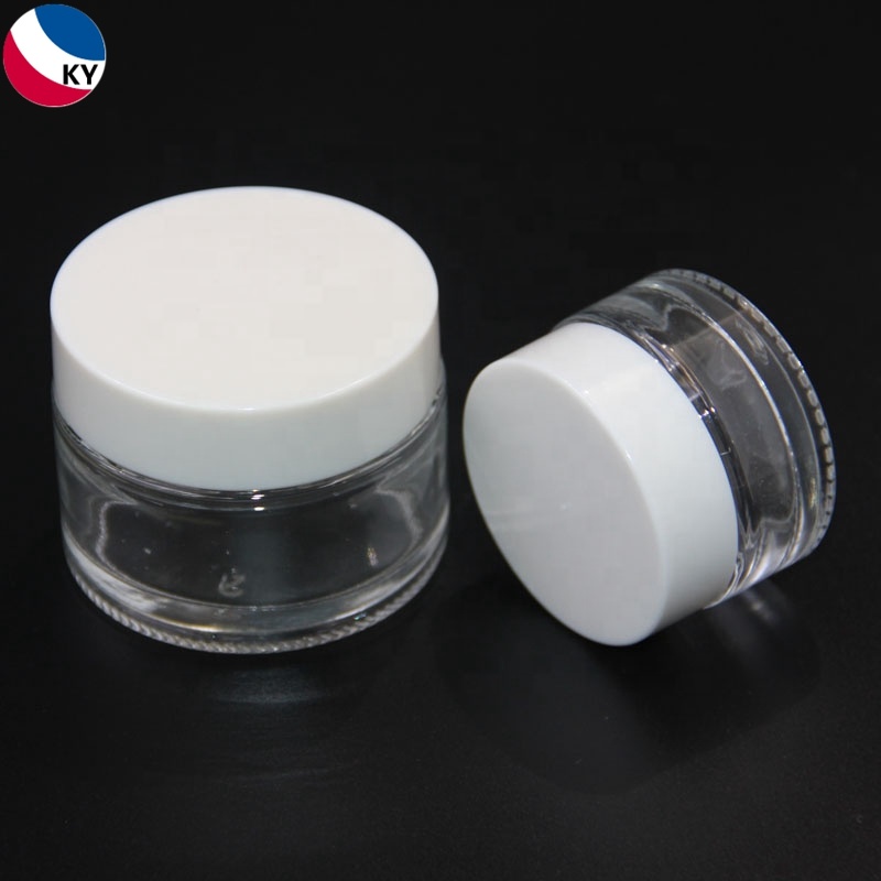 Cosmetic Jars White Lid Glass Recycled Luxury Skin Care Cream 50ml 100ml Cosmetic Clear