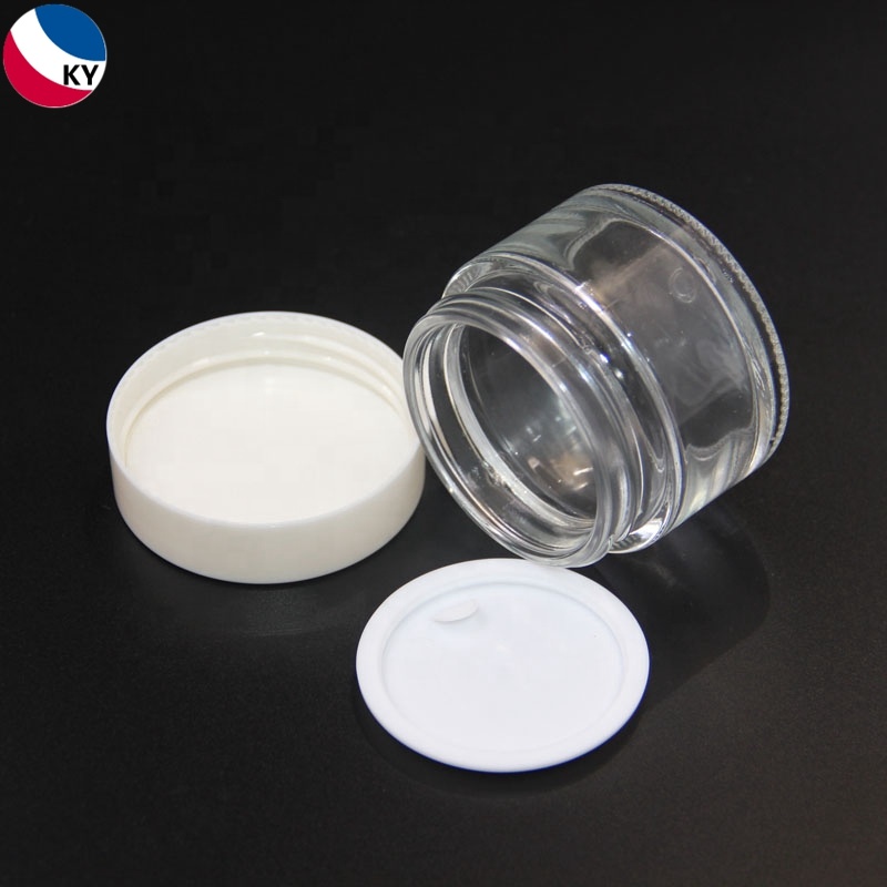 Cosmetic Jars White Lid Glass Recycled Luxury Skin Care Cream 50ml 100ml Cosmetic Clear