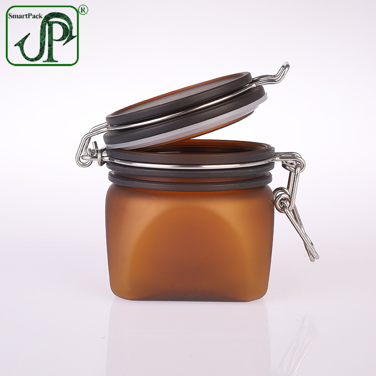 Cosmetic Kilner Jar Amber Square Plastic Skin Care Cream Pet Frosted Finishing