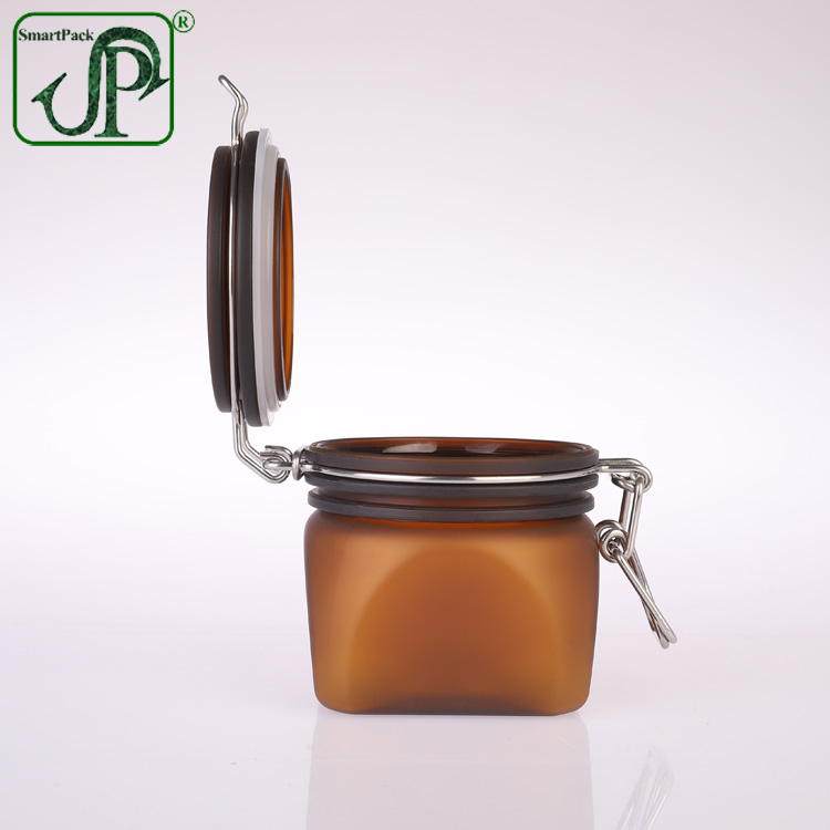 Cosmetic Kilner Jar Amber Square Plastic Skin Care Cream Pet Frosted Finishing
