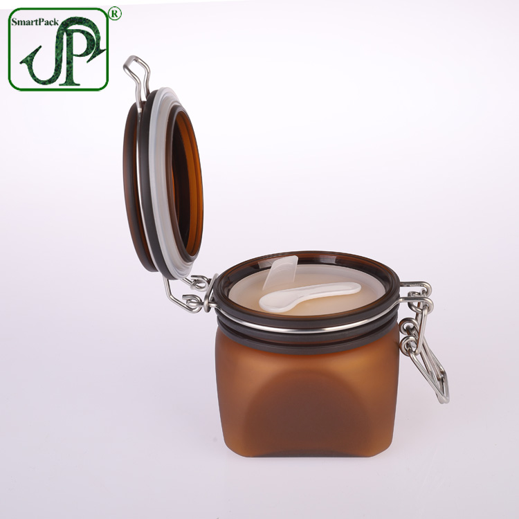 Cosmetic Kilner Jar Amber Square Plastic Skin Care Cream Pet Frosted Finishing