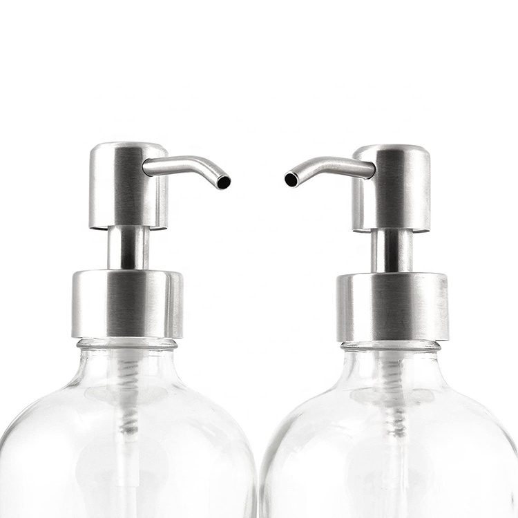 Cosmetic Liquid Soap Foam Boston Round Clear 16oz Glass Bottle 500ml With Pump Spray
