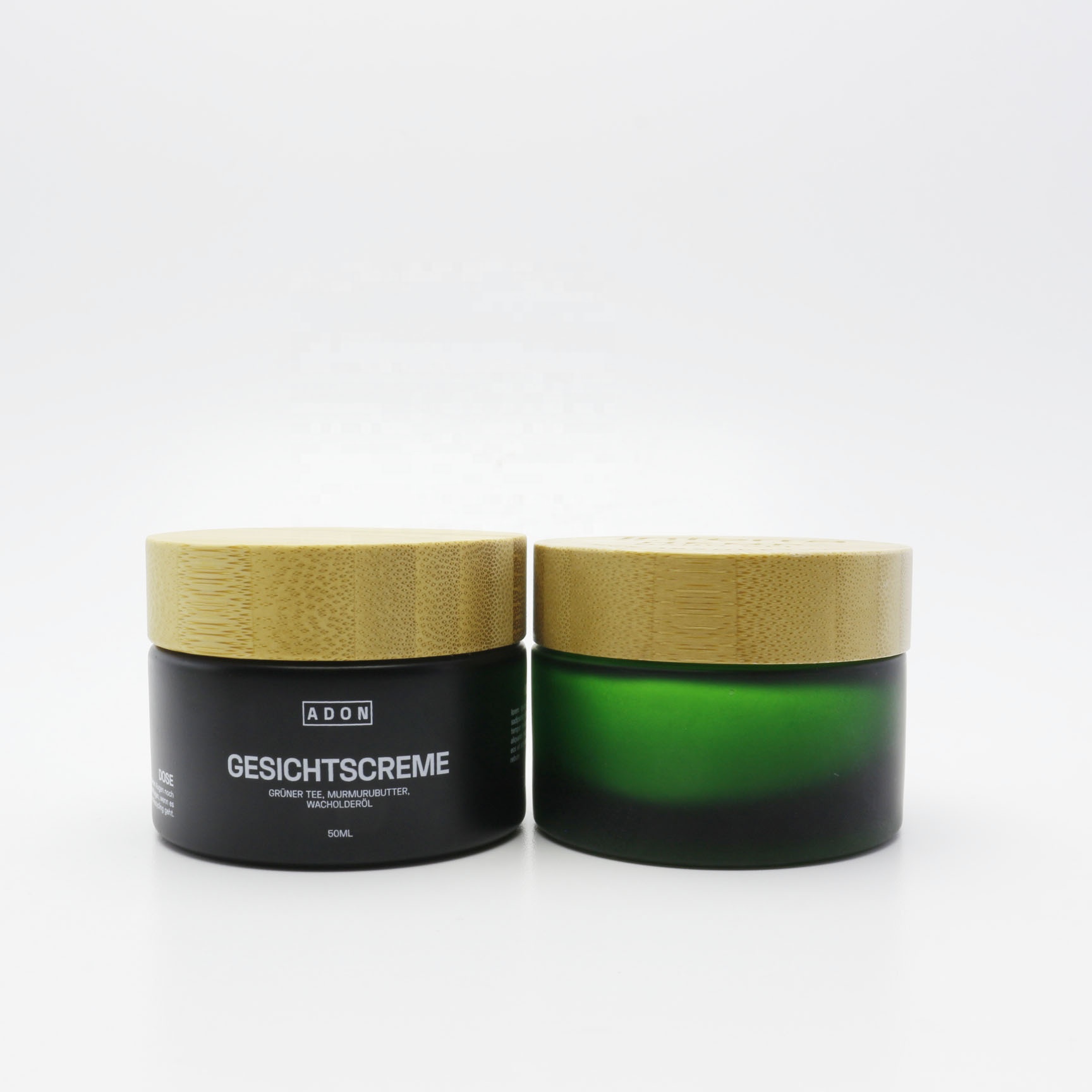 Cosmetic Luxury 50G 100G 200G Round Frosted Glass Cream Jar With Bamboo top GJ-245K