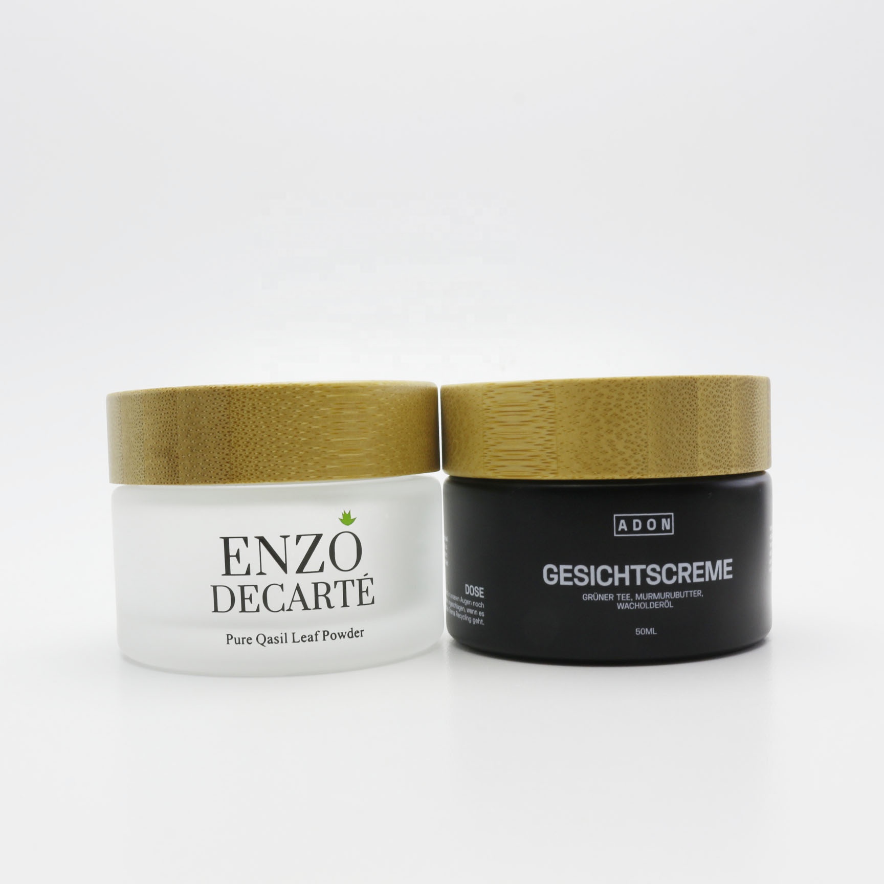 Cosmetic Luxury 50G 100G 200G Round Frosted Glass Cream Jar With Bamboo top GJ-245K