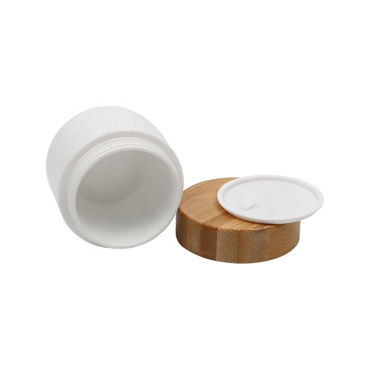 Cosmetic Luxury New Trendy Round Shape Pp Plastic Jar Bamboo Lid
