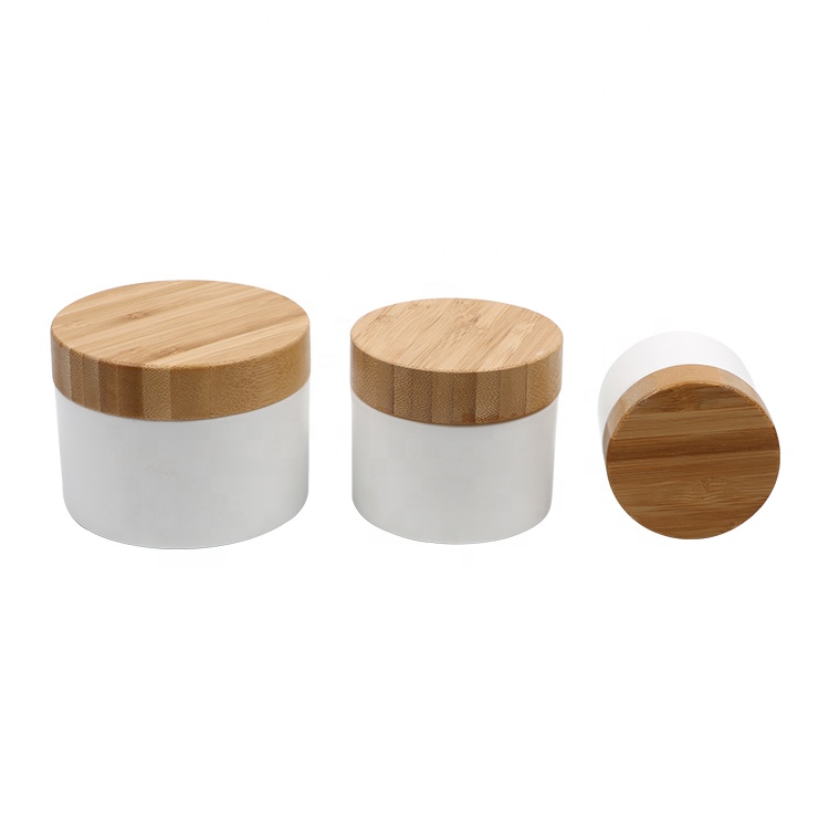 Cosmetic Luxury New Trendy Round Shape Pp Plastic Jar Bamboo Lid