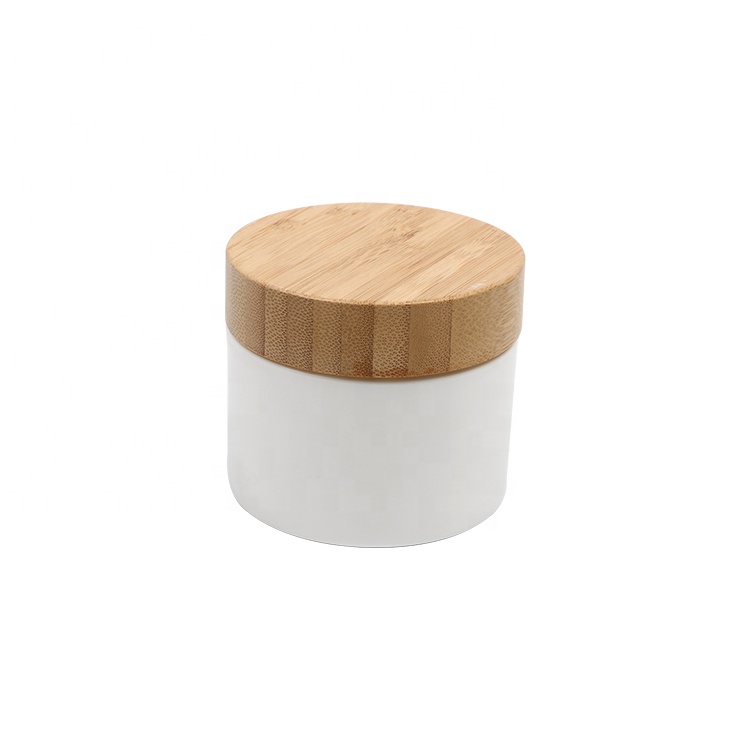 Cosmetic Luxury New Trendy Round Shape Pp Plastic Jar Bamboo Lid