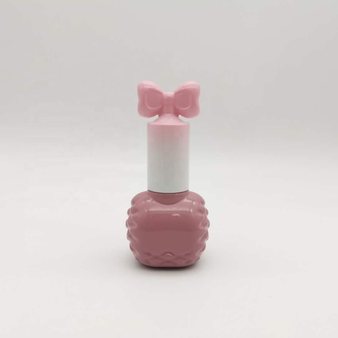 Cosmetic Nail Gel Polish Bottle Packaging Pink Bow Kids Nail Polish Cute Bottle 9ml Nail Polish Bottle Containers Made In China