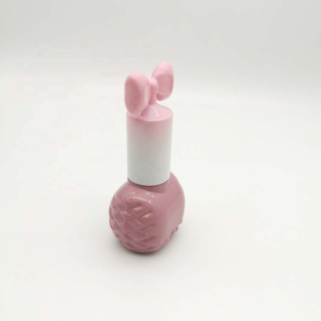 Cosmetic Nail Gel Polish Bottle Packaging Pink Bow Kids Nail Polish Cute Bottle 9ml Nail Polish Bottle Containers Made In China