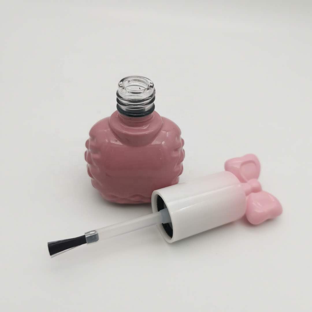 Cosmetic Nail Gel Polish Bottle Packaging Pink Bow Kids Nail Polish Cute Bottle 9ml Nail Polish Bottle Containers Made In China