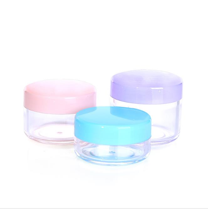 Cosmetic PS plastic transparent jar cream jar 10g 15g 20g with colored lids