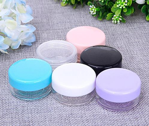 Cosmetic PS plastic transparent jar cream jar 10g 15g 20g with colored lids