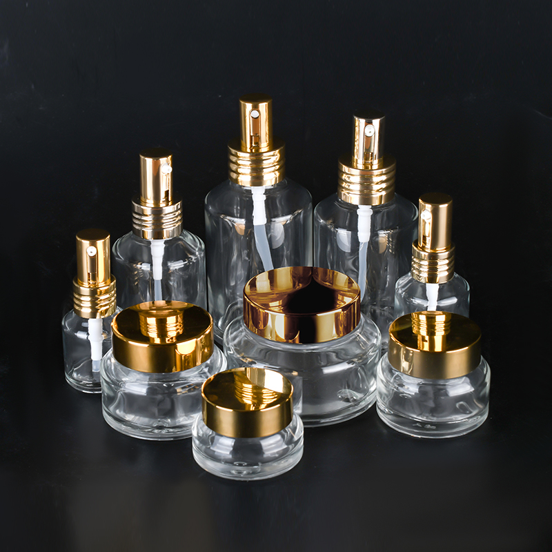 Cosmetic Package 15ml 30ml 60ml 100 ml 120ml 200ml clear amber green Oblique shoulder glass pump bottle with lotion sprayer cap