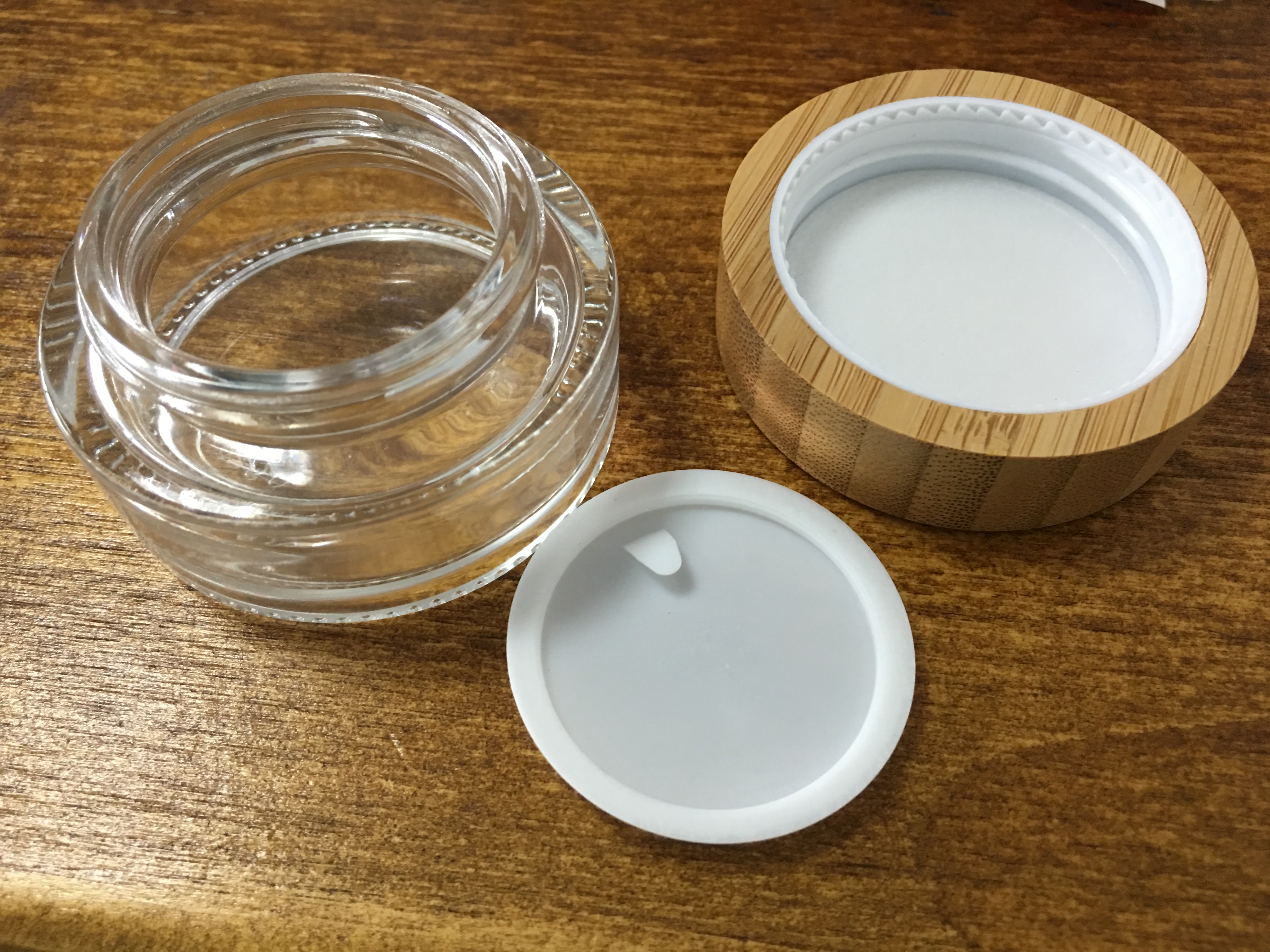 Cosmetic Package eco friendly 5ml 10ml 15ml 30ml 50ml 100ml clear frosted bamboo jar glass jars with wood lid