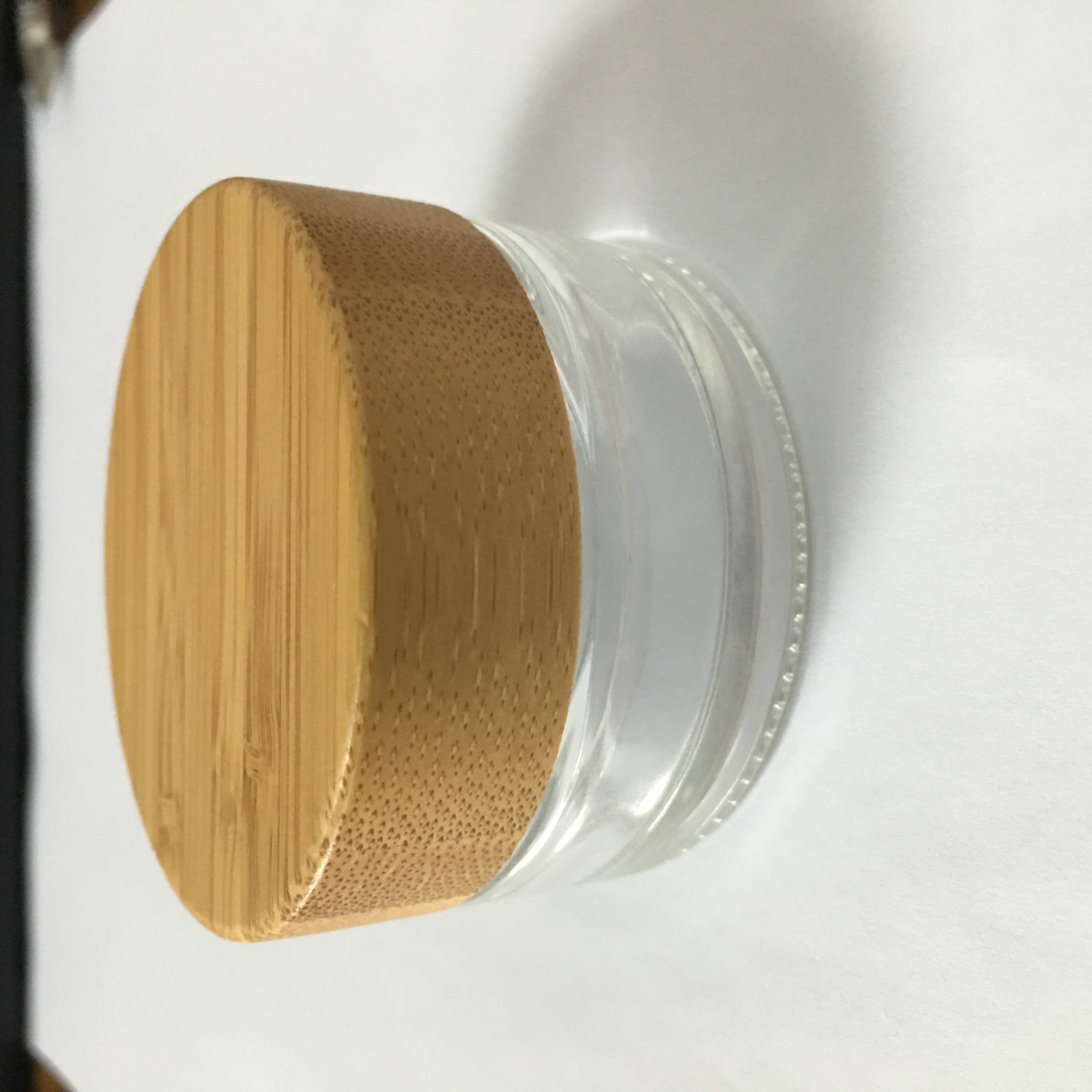 Cosmetic Package eco friendly 5ml 10ml 15ml 30ml 50ml 100ml clear frosted bamboo jar glass jars with wood lid