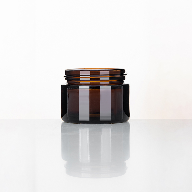 Cosmetic Packaging 15g 30g 50g Matte Frosted Amber Black Glass Cream Jar With Plastic Lids/