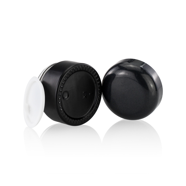 Cosmetic Packaging 15ml Black Glass Round Shaped Cream Jar With Aluminum Cap