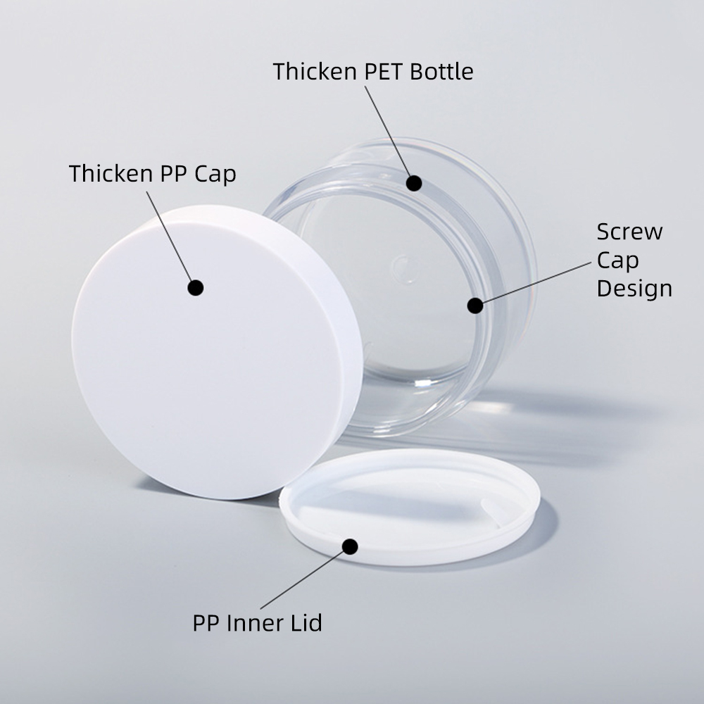 Cosmetic Packaging 30g 50g 100g 150g 200g Clear PET Plastic Cream Jar With Plastic Lid