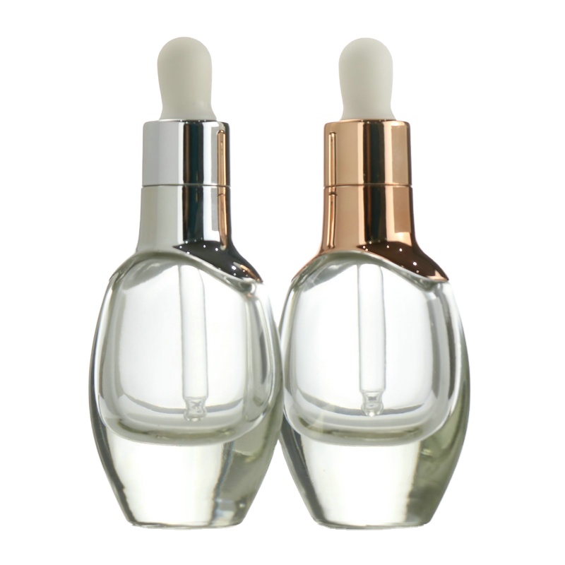 Cosmetic Packaging 30ml Glass Luxury Clear Cosmetic Essential Oil Dropper Bottle Eye Serum Bottles