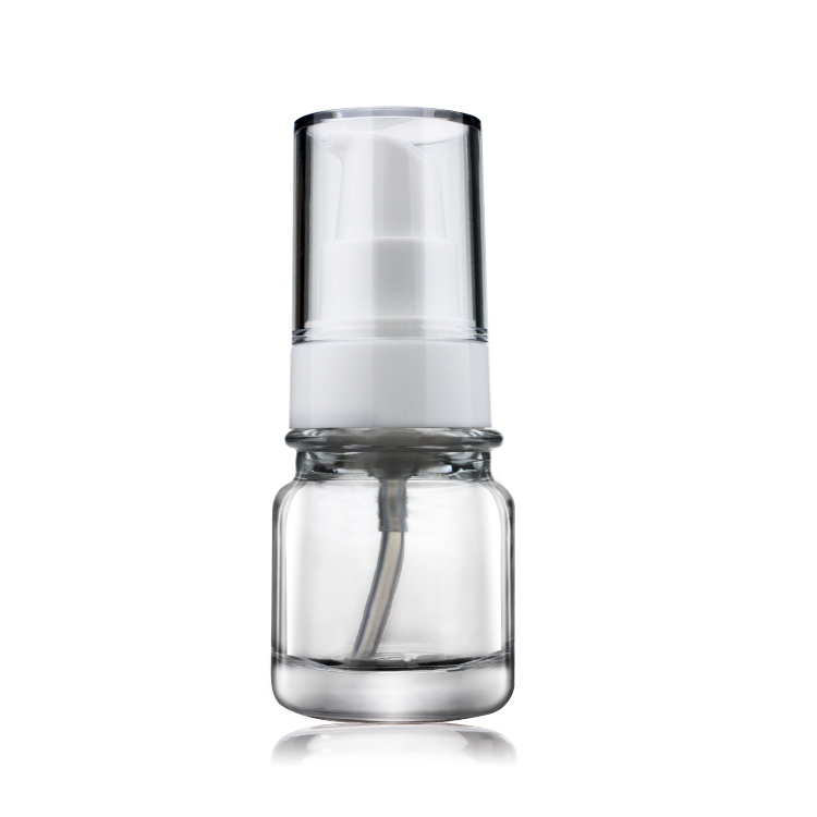 Cosmetic Packaging 30ml Round Clear Empty Serum Lotion Foundation Glass Bottle With Pump