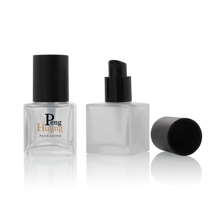 Cosmetic Packaging 30ml Square Foundation Glass Bottle With Black Pump Lotion Liquid Foundation Bottles Skin Revive Makeup