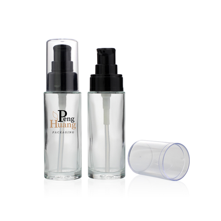 Cosmetic Packaging 30ml Square Foundation Glass Bottle With Black Pump Lotion Liquid Foundation Bottles Skin Revive Makeup
