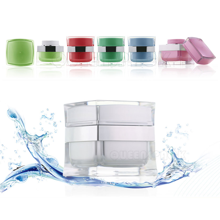 Cosmetic Packaging 50ml Green Pink Frosted Cream Jar Plastic Containers Jars For Cream