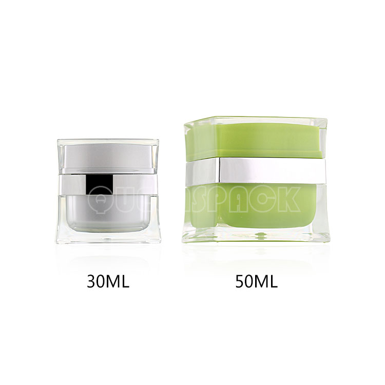 Cosmetic Packaging 50ml Green Pink Frosted Cream Jar Plastic Containers Jars For Cream