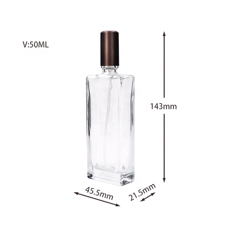 Cosmetic Packaging 50ml Luxury Transparent Glass Perfume Spray Bottle 50ml