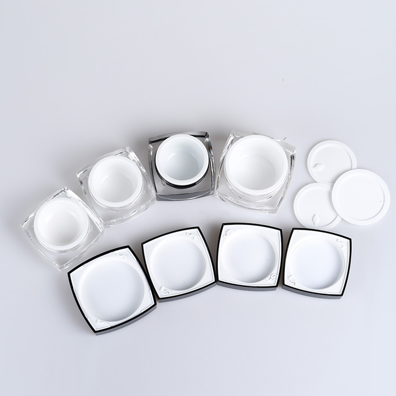 Cosmetic Packaging 5g 10g 15g 30g 50g White Black Clear Square Acrylic Cream Jar with Lids