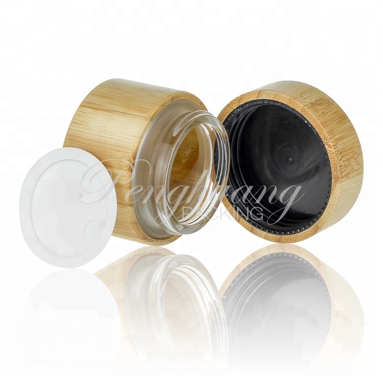Cosmetic Packaging 5g 10g 20g 30g 50g 100g Frosted Glass Cream Jar with Black Lid
