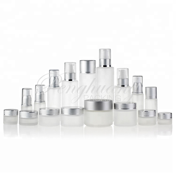 Cosmetic Packaging 5g 10g 20g 30g 50g 100g Frosted Glass Cream Jar with Black Lid