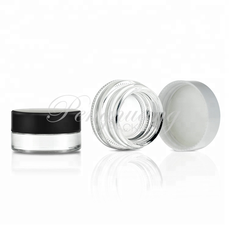 Cosmetic Packaging 5g 10g 20g 30g 50g 100g Frosted Glass Cream Jar with Black Lid