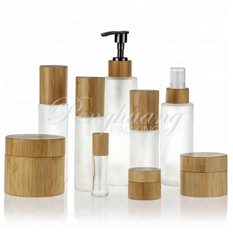 Cosmetic Packaging 5g 10g 20g 30g 50g 100g Frosted Glass Cream Jar with Black Lid