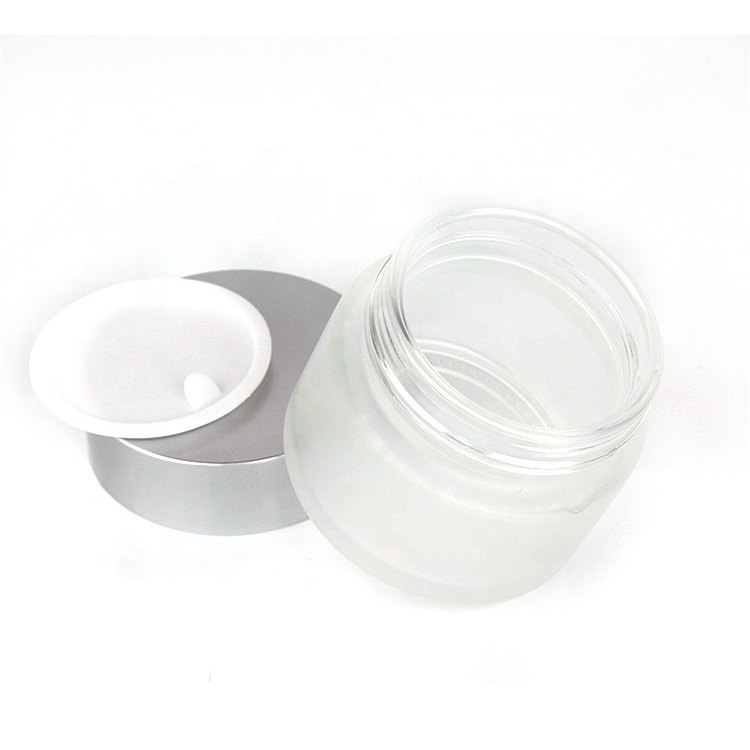 Cosmetic Packaging 5ml 10ml 15ml 20ml 30ml 50ml 100ml Skincare frosted Glass cosmetics jars with sliver Lid