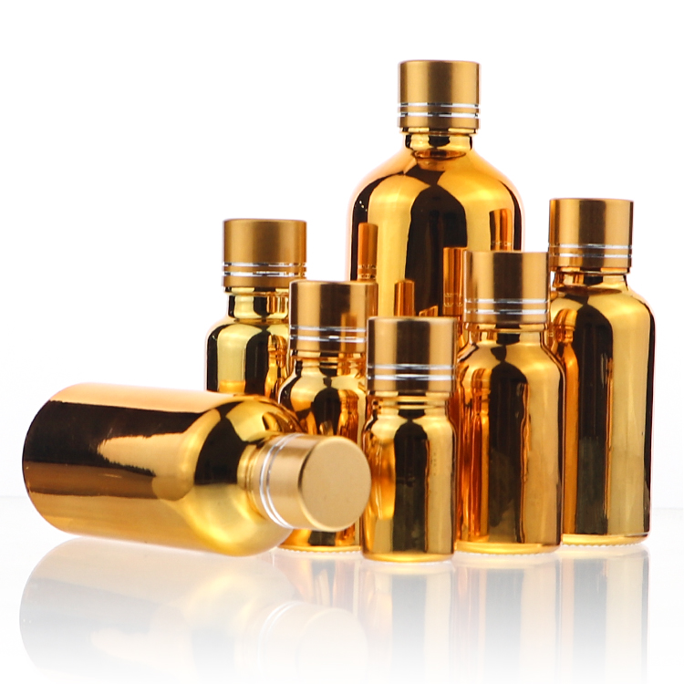Cosmetic Packaging 5ml 10ml 30ml Gold Essential Oil Serum Glass Dropper Roller Bottles