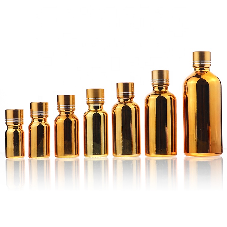 Cosmetic Packaging 5ml 10ml 30ml Gold Essential Oil Serum Glass Dropper Roller Bottles
